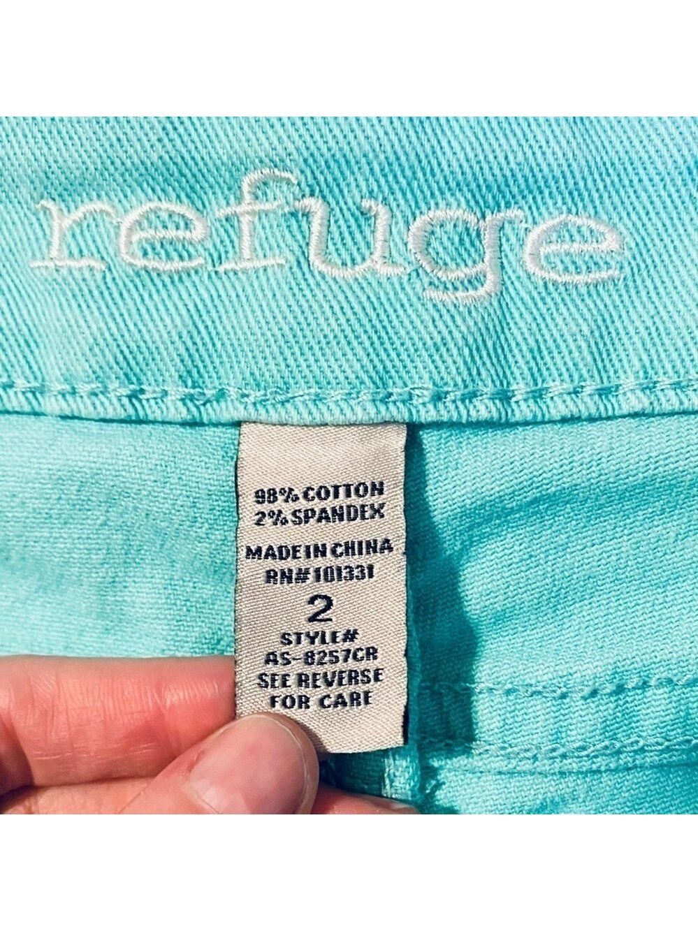 Teal Low Rise Cut Off Denim Shorts Size 2 - Picture 13 of 13